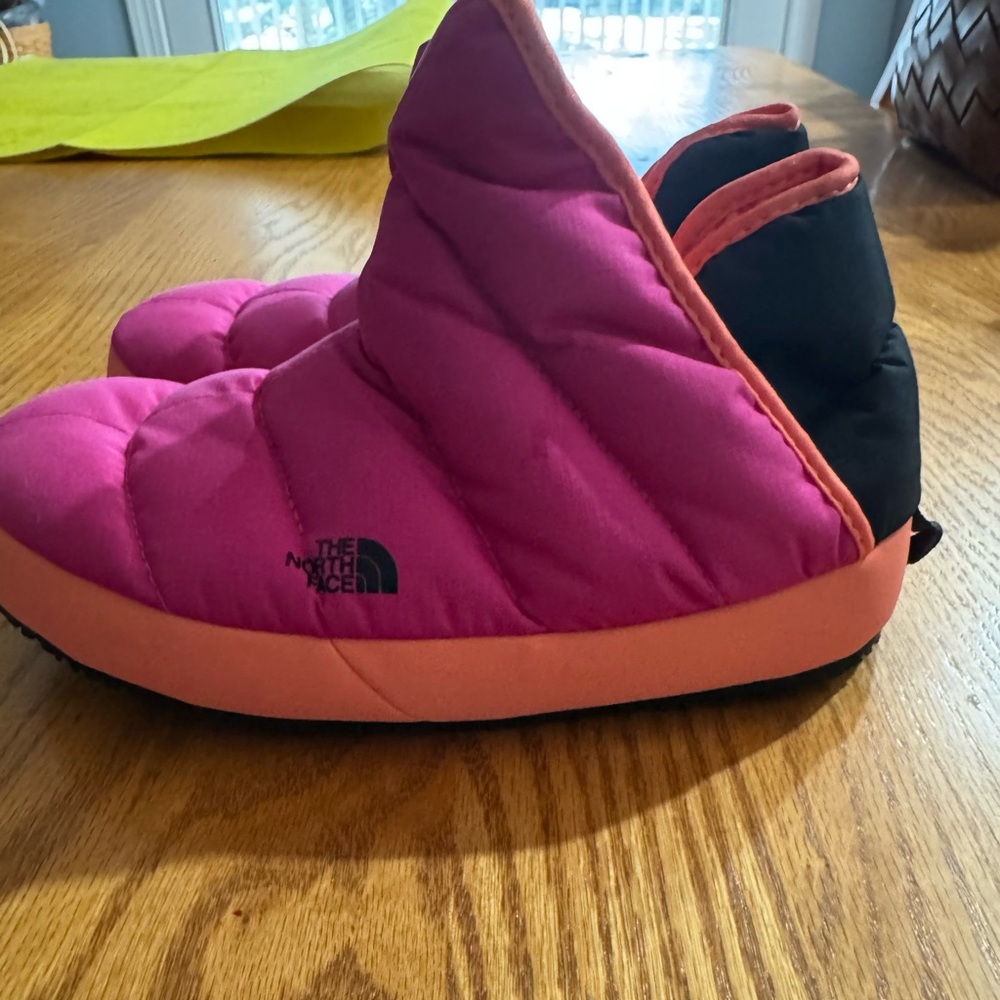 The North Face Pink and Black Slippers size 3